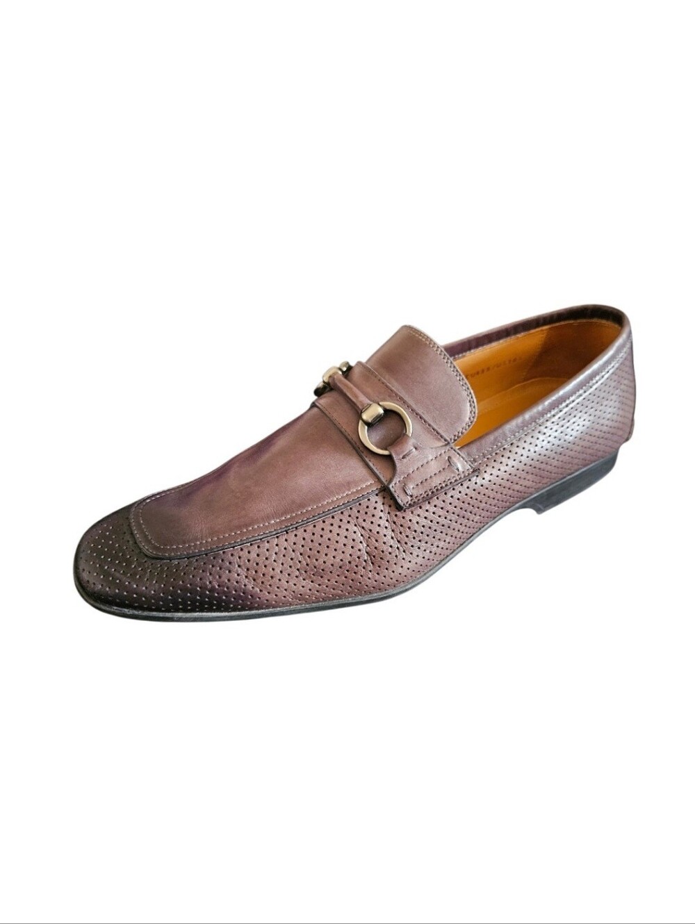 Magnanni Men's Brown Perforated Leather Bit Loafer Size 10.5
